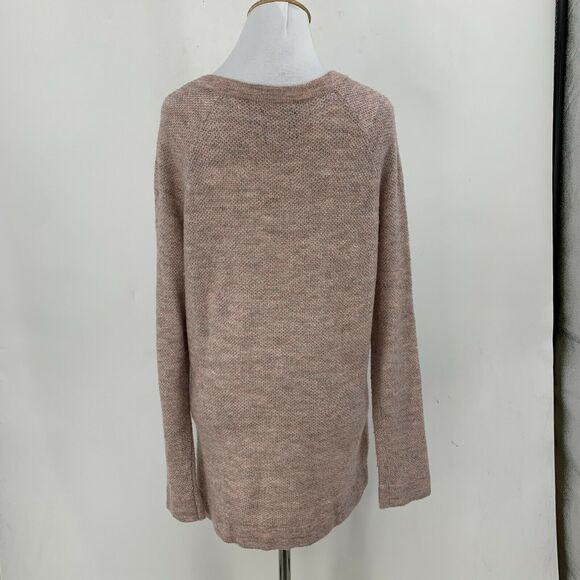Abercrombie & Fitch Marled Knit Sweater Womens L Large Pink Gray Zip Shoulder - Picture 5 of 12